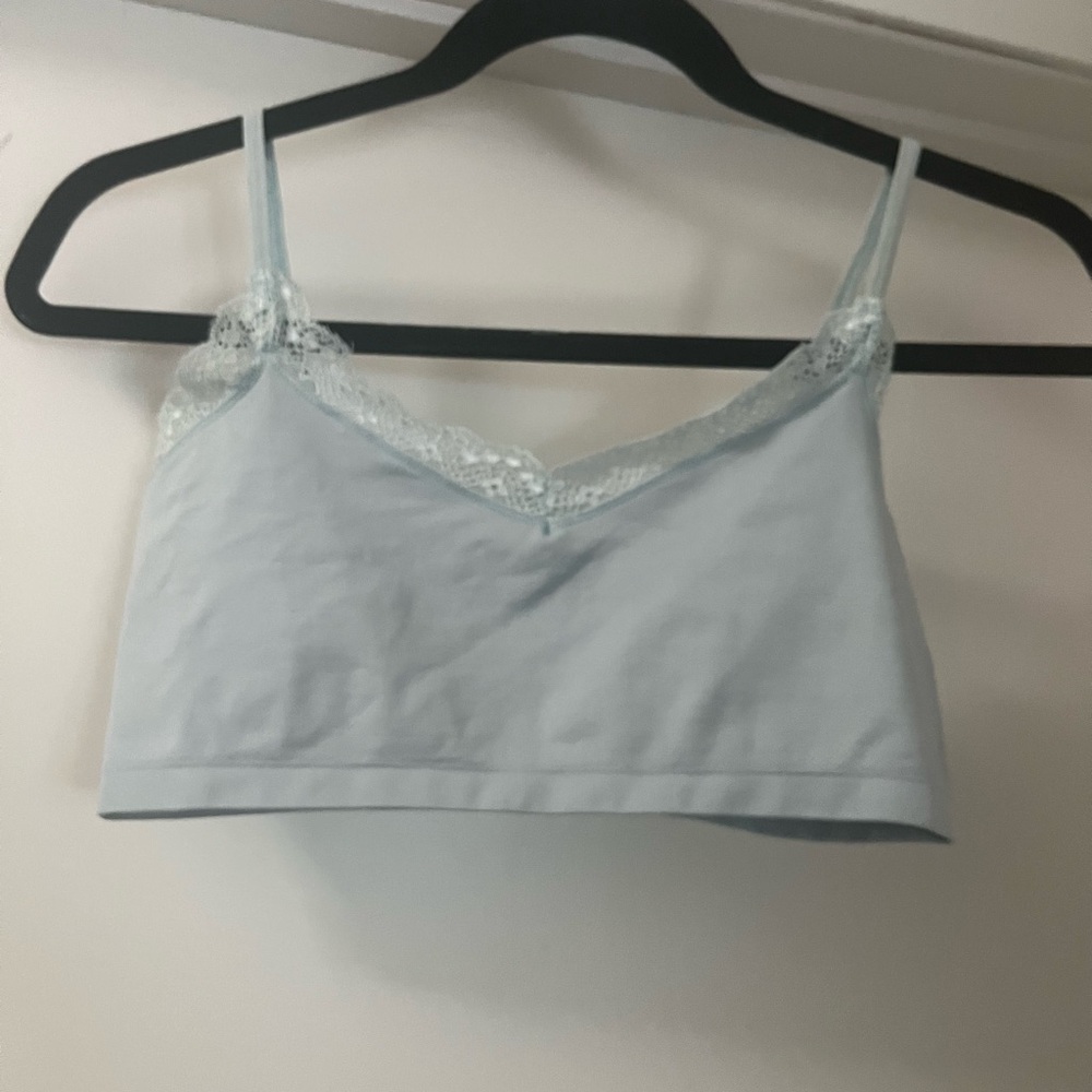 Anthropologie Pale Blue Lace-Trim Bralette